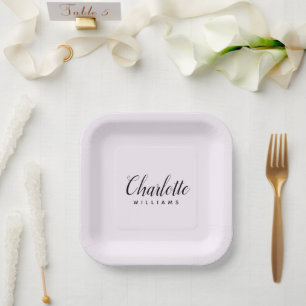 Pastel Pink Monogram Paper Plate