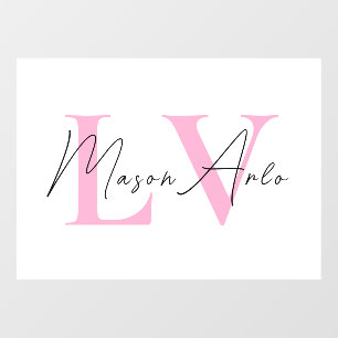 Pastel Pink Monogram Personals door sign