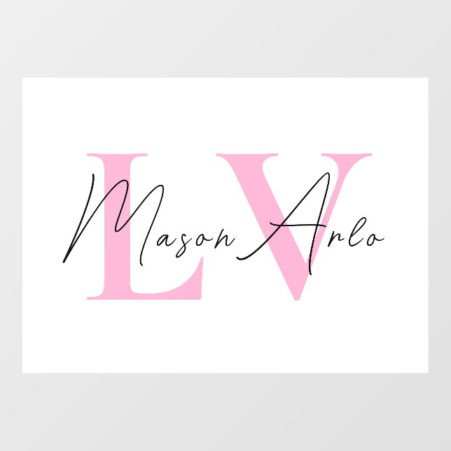 Pastel Pink Monogram Personals door sign (Sheet)