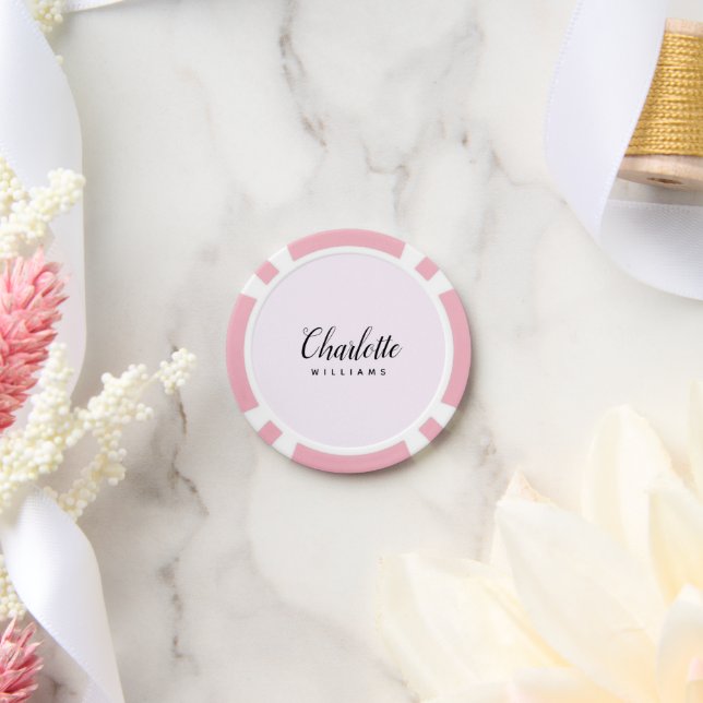 Pastel Pink Monogram Poker Chips – Custom Design (Wedding)