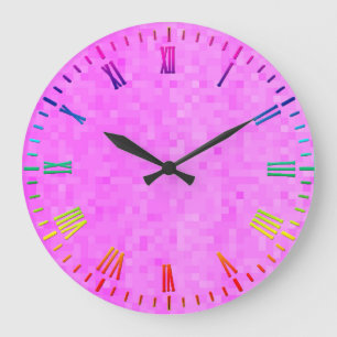Pastel Pink Mosaic, Large Wall Clock