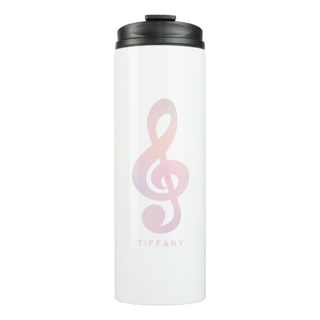 Pastel Pink Musical Symbol Music Art Monogram Name Thermal Tumbler (Front)