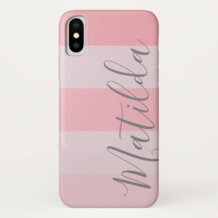 Pastel Pink Ombre Stripe Personalised Name Case-Mate iPhone Case
