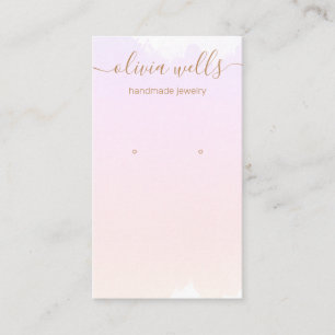 Pastel Pink Ombre Watercolor Earring Display Bus Business Card
