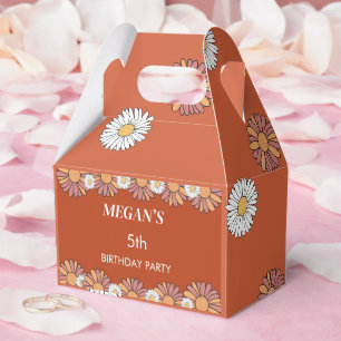Pastel Pink & Orange Daisy floral Pattern Favour Box