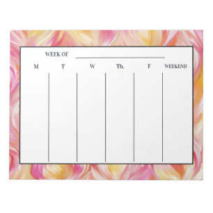 Pastel Pink Orange Week at a Glance Notepad