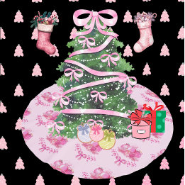 Pastel Pink Ornament Holiday Tree Skirt