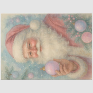 Pastel Pink Ornament Santa Decoupage Tissue Paper