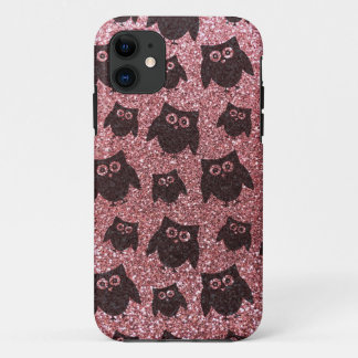 pastel pink owl glitter pattern iPhone 11 case