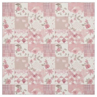 Pastel Pink Patchwork Vintage Cottagecore Quilt Fabric