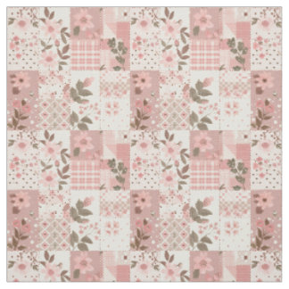 Pastel Pink Patchwork Vintage Cottagecore Quilt Fabric