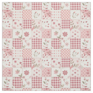 Pastel Pink Patchwork Vintage Cottagecore Quilt Fabric