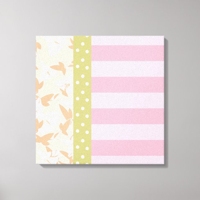 Pastel Pink Peach Tan Girly Floral Wall Art (Front)