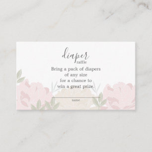 Pastel Pink Peonies Diaper Raffle Baby Shower Enclosure Card