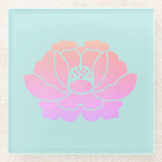 pastel pink peony glass coaster