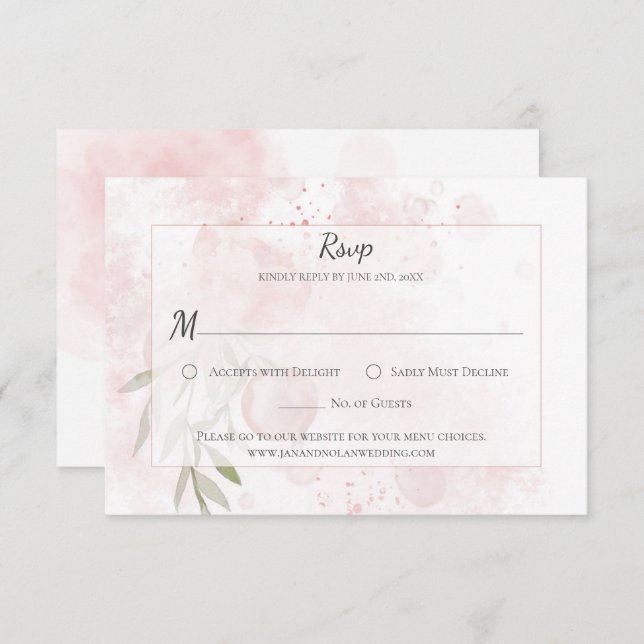 Pastel Pink Peony Watercolor Wash RSVP (Front/Back)