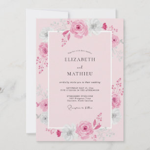 Pastel Pink Peony Wedding Invitation