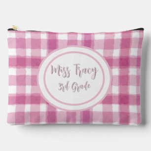 Pastel Pink Plaid Custom  Accessory Pouch