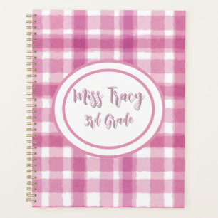 Pastel Pink Plaid Custom  Planner