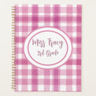 Pastel Pink Plaid Custom  Planner