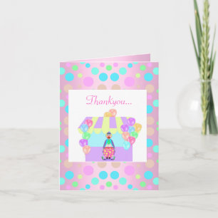 PASTEL PINK POLKA DOT CIRCUS THANK YOU CARD