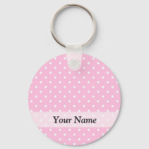 Pastel pink polka dot pattern key ring