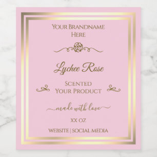 Pastel Pink Product Label Gold Frame Vintage Rose