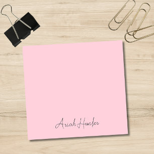 Pastel Pink Professional Minimalist Black Script Post-it Notes