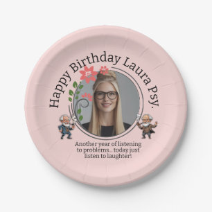 Pastel Pink Psychology Birthday Photo Frame Freud Paper Plate