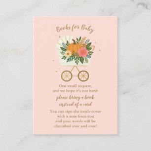 Pastel Pink Pumpkin Baby Shower Books Card
