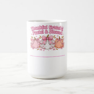 Pastel Pink Pumpkin Thankful Grateful Blessed Coffee Mug