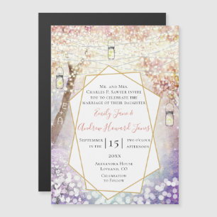 Pastel Pink Purple Blue Green Fairy Tale Wedding Magnetic Invitation