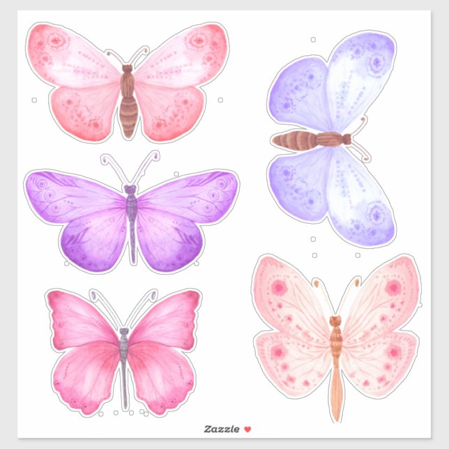 Pastel Pink Purple Butterflies (Sheet)