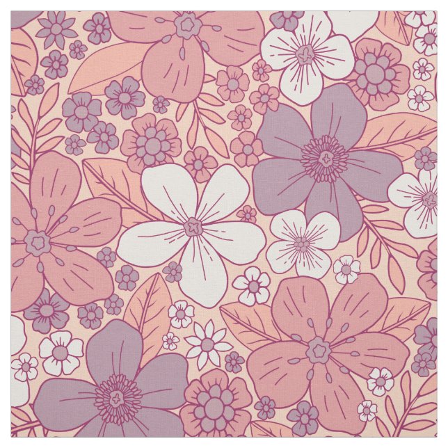 Pastel Pink & Purple Floral Fabric (Swatch)