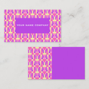 Pastel Pink Purple Geometric Pixel Block pattern Business Card