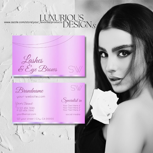 Pastel Pink Purple Glamourous with Monogram Elegan Business Card (Creator Uploaded)