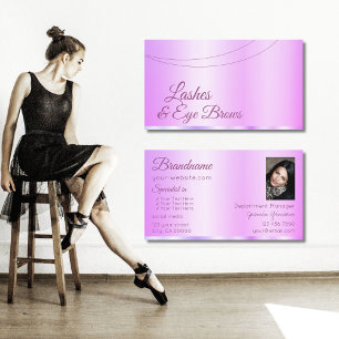 Pastel Pink Purple Glamourous with Photo Elegant Business Card