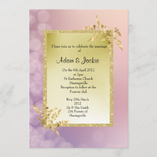 Pastel pink purple gold leaf ELEGANT WEDDING Invitation