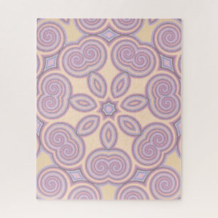 Pastel Pink & Purple Kaleidoscope Pattern Jigsaw Puzzle