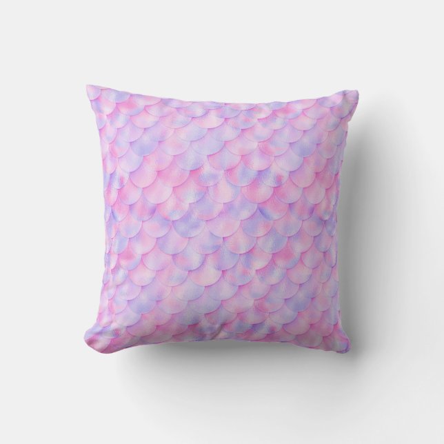 Pastel Pink Purple mermaid unicorn gold magical Cushion (Front)