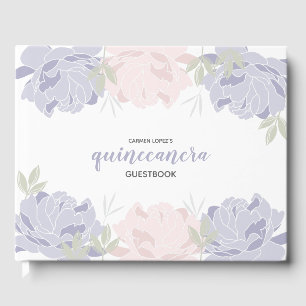 Pastel Pink & Purple Peonies Quinceanera Guestbook