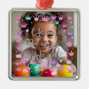 Pastel Pink Purple Princess Crown Photo Border Metal Tree Decoration