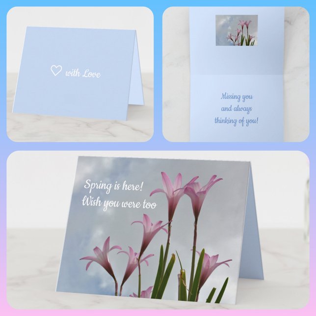 Pastel Pink Rain Lilies Springtime Floral Card (Creator Uploaded)