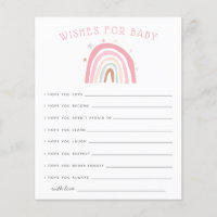 Pastel Pink Rainbow Shower Wishes for Baby Card