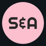 Pastel Pink Retro Monogrammed Wedding Classic Round Sticker<br><div class="desc">Enjoy this modern take on retro elegance with this fun brightly coloured design featuring classic fonts and a beautiful colour palette.</div>