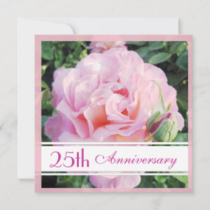 Pastel Pink Rose 25th Anniversary Invitation