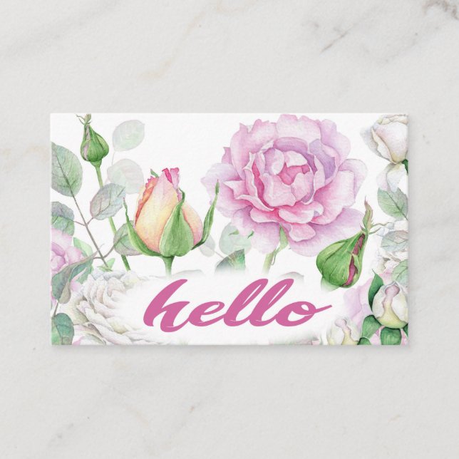 Pastel Pink Rose Business Card (Front)