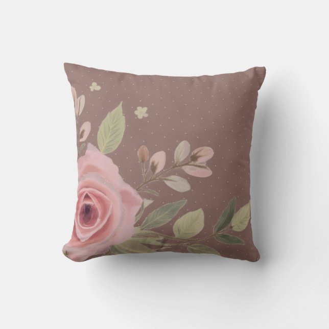 Pastel Pink Rose Cushion (Front)