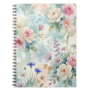 Pastel Pink Rose Floral Notebook