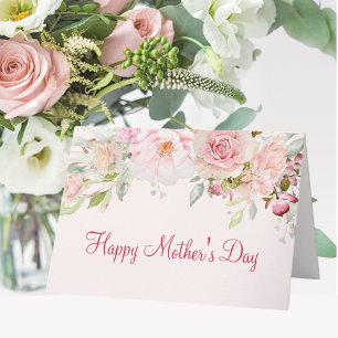 Pastel Pink Rose Flower Floral Happy Mother's Day Card